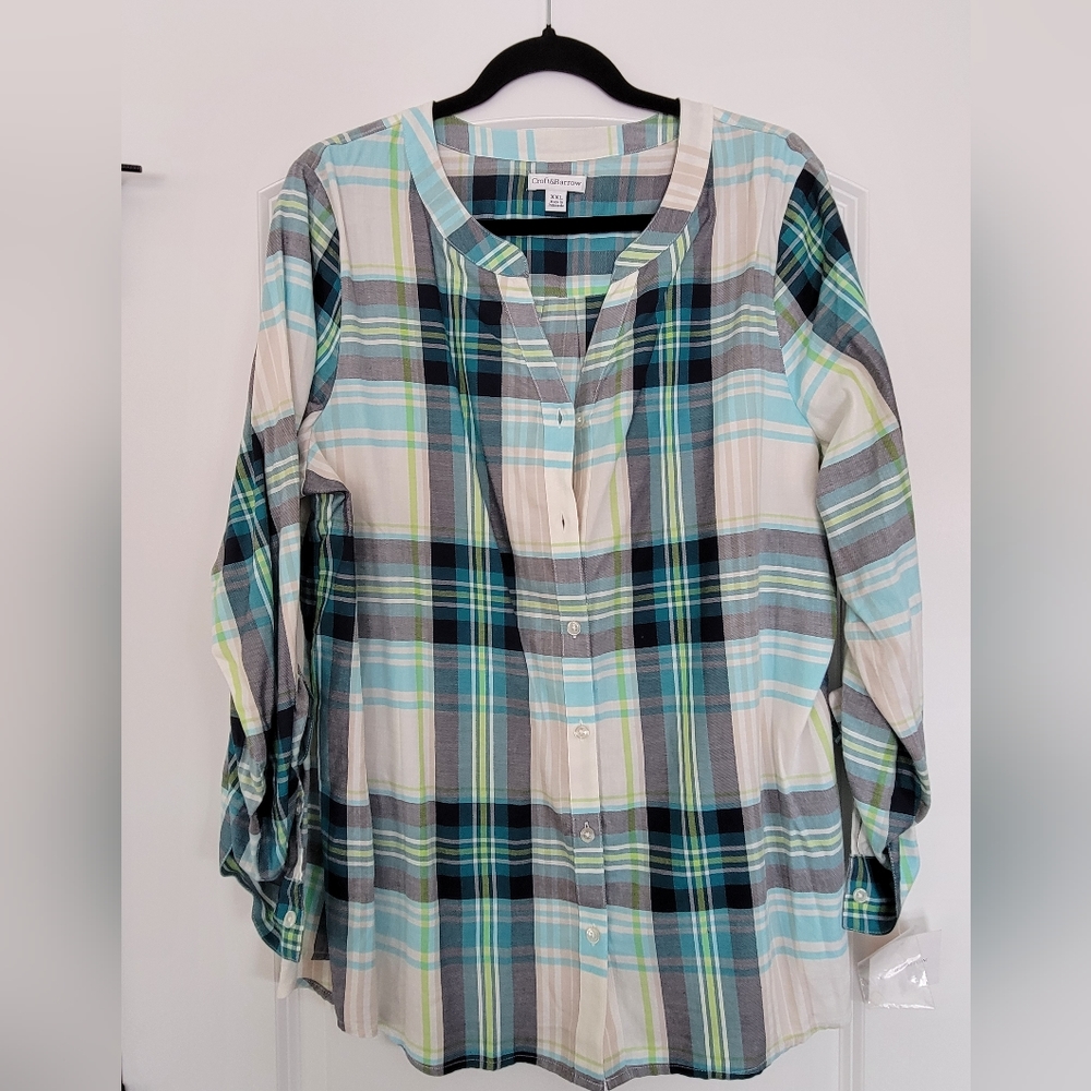 Croft & Barrow XXL Plaid Flannel Tunic Top NWT